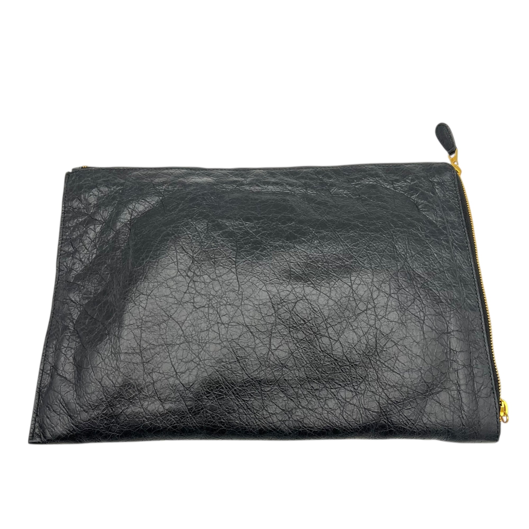 City Pouch Black in Calfskin, Gold hardware