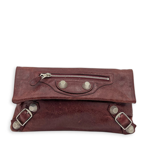 City Clutch Red in Calfskin, Silver hardware