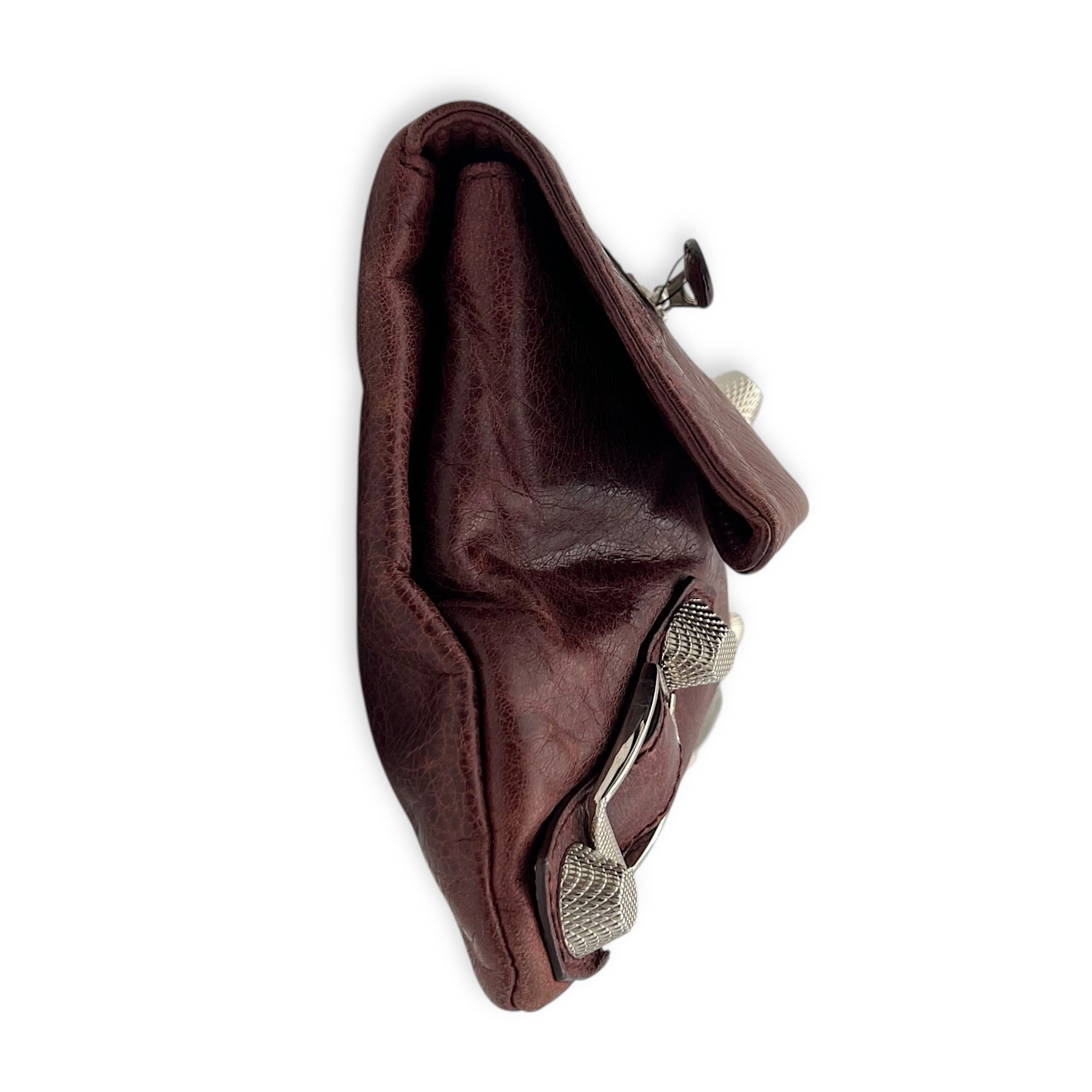 City Clutch Red in Calfskin, Silver hardware