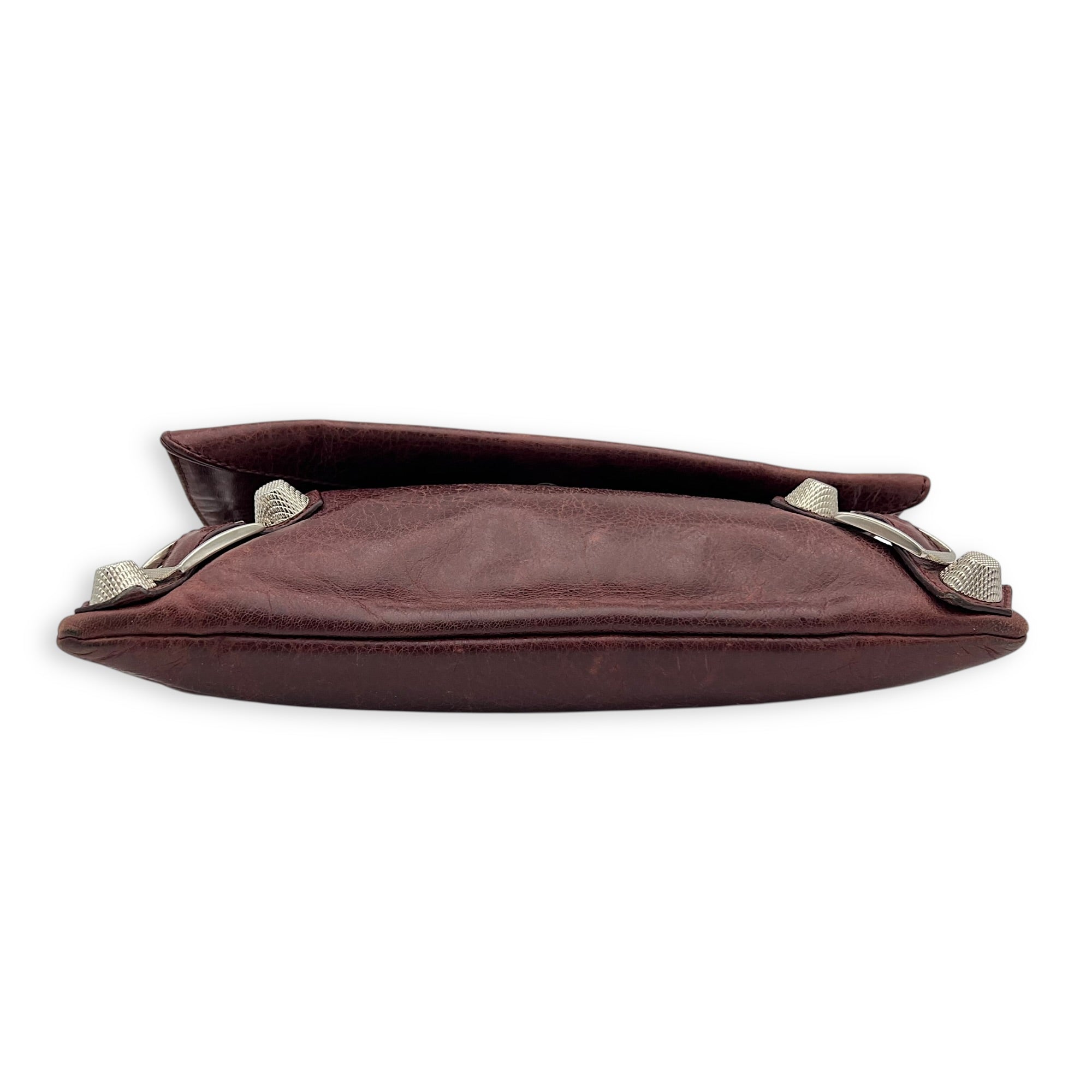 City Clutch Red in Calfskin, Silver hardware