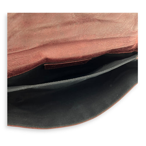 City Clutch Red in Calfskin, Silver hardware