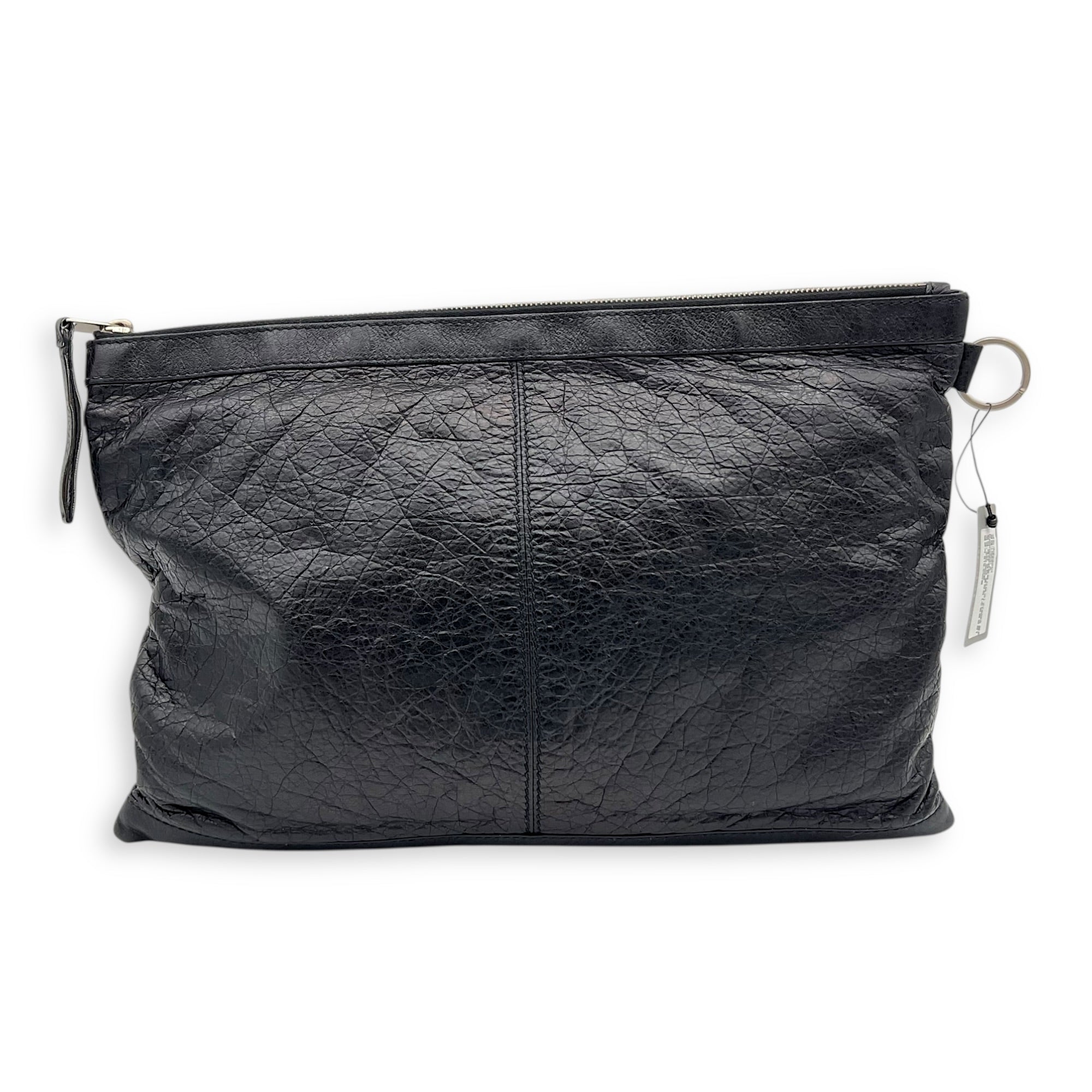 City Pouch Black in Calfskin, Silver hardware