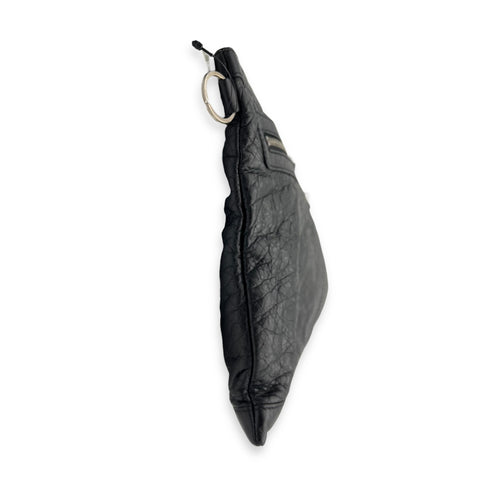 City Pouch Black in Calfskin, Silver hardware