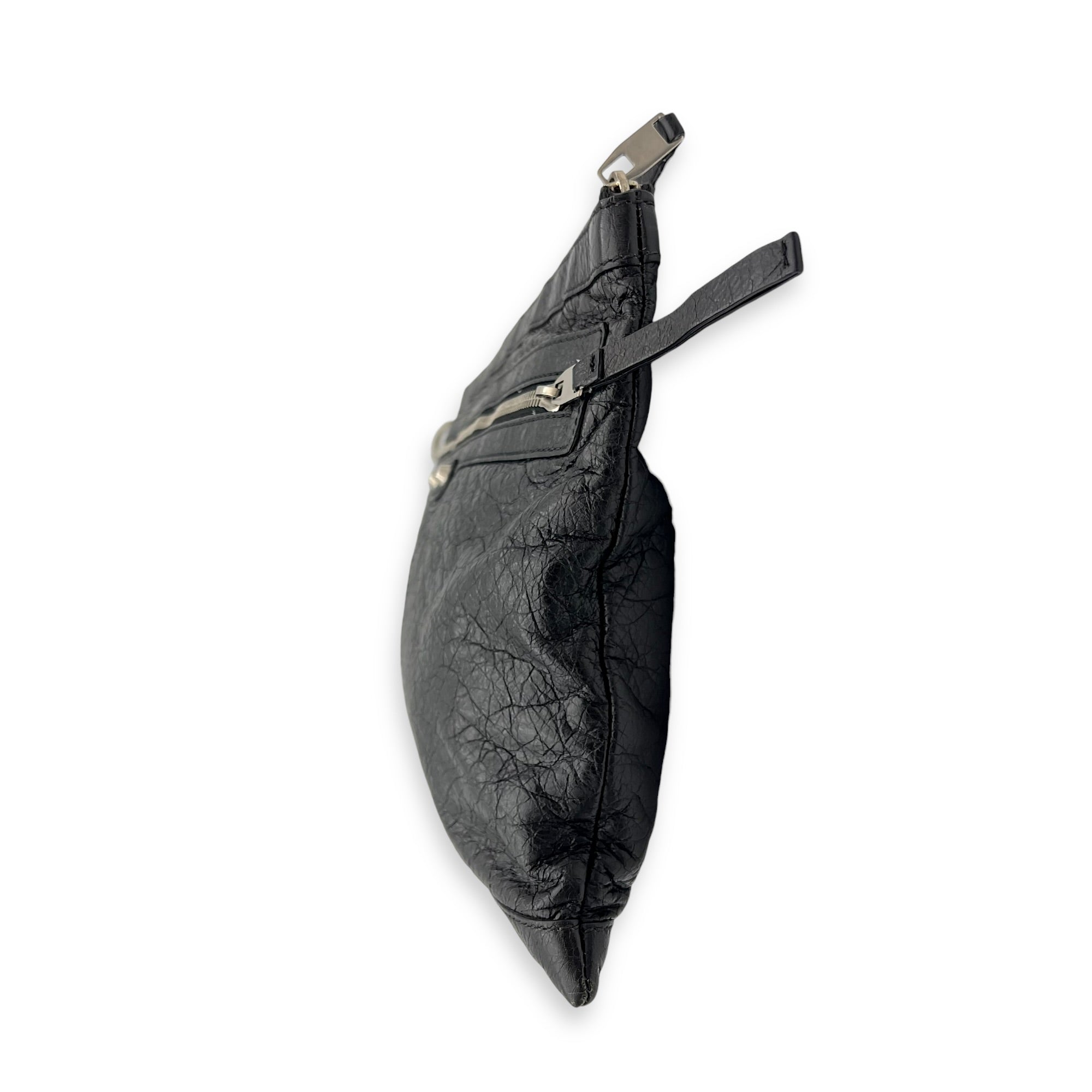 City Pouch Black in Calfskin, Silver hardware