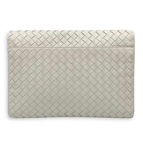 Intrecciato Clutch Silver in Lambskin, Silver hardware