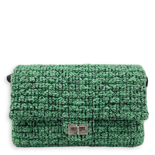 2.55 Crossbody Bag Green in Tweed, Ruthenium hardware