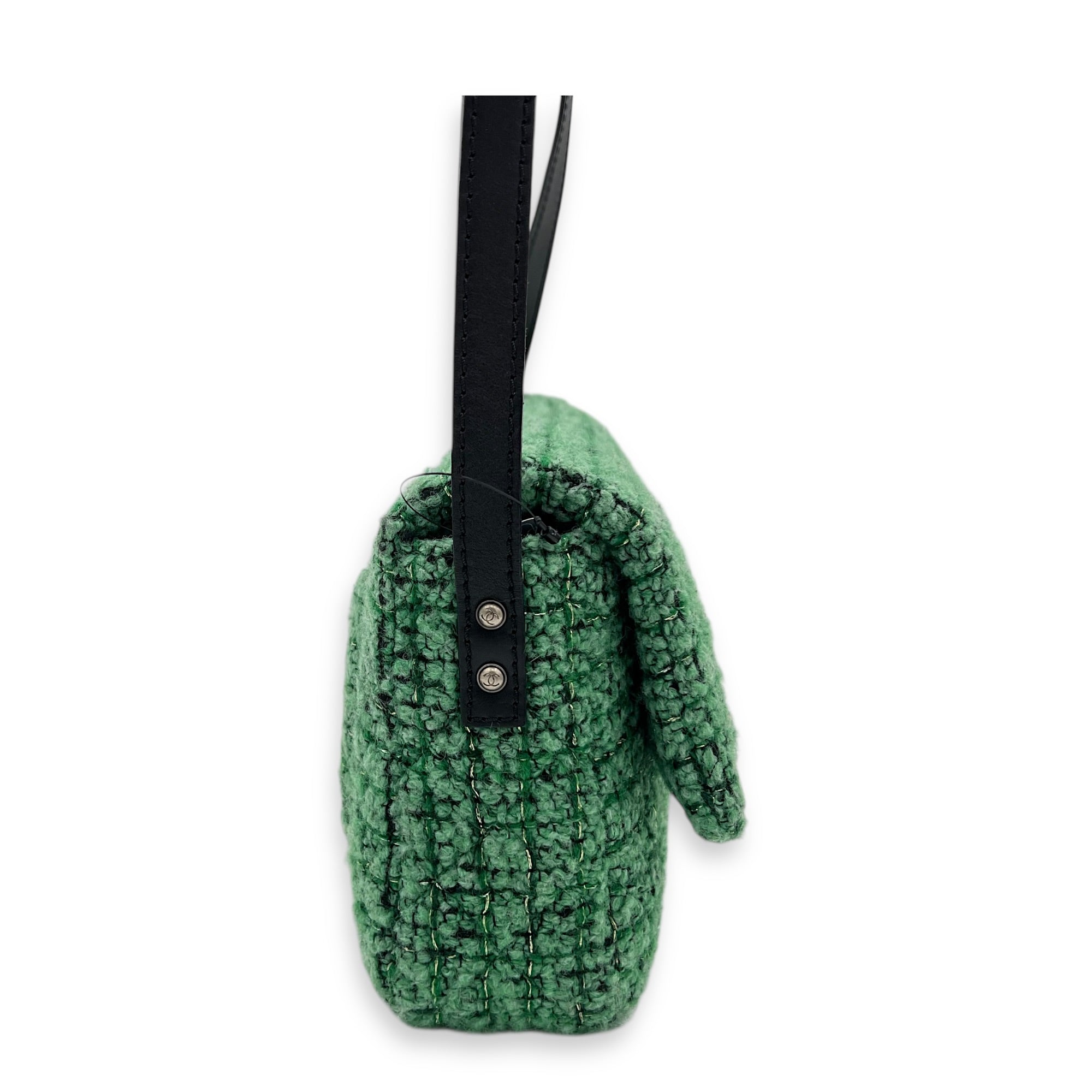 2.55 Crossbody Bag Green in Tweed, Ruthenium hardware