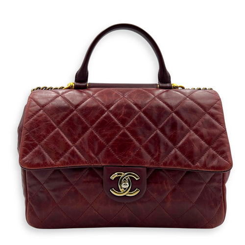 CC Top Handle Bag Red in Calfskin, Gold hardware