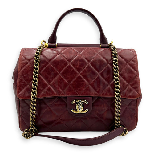 CC Top Handle Bag Red in Calfskin, Gold hardware