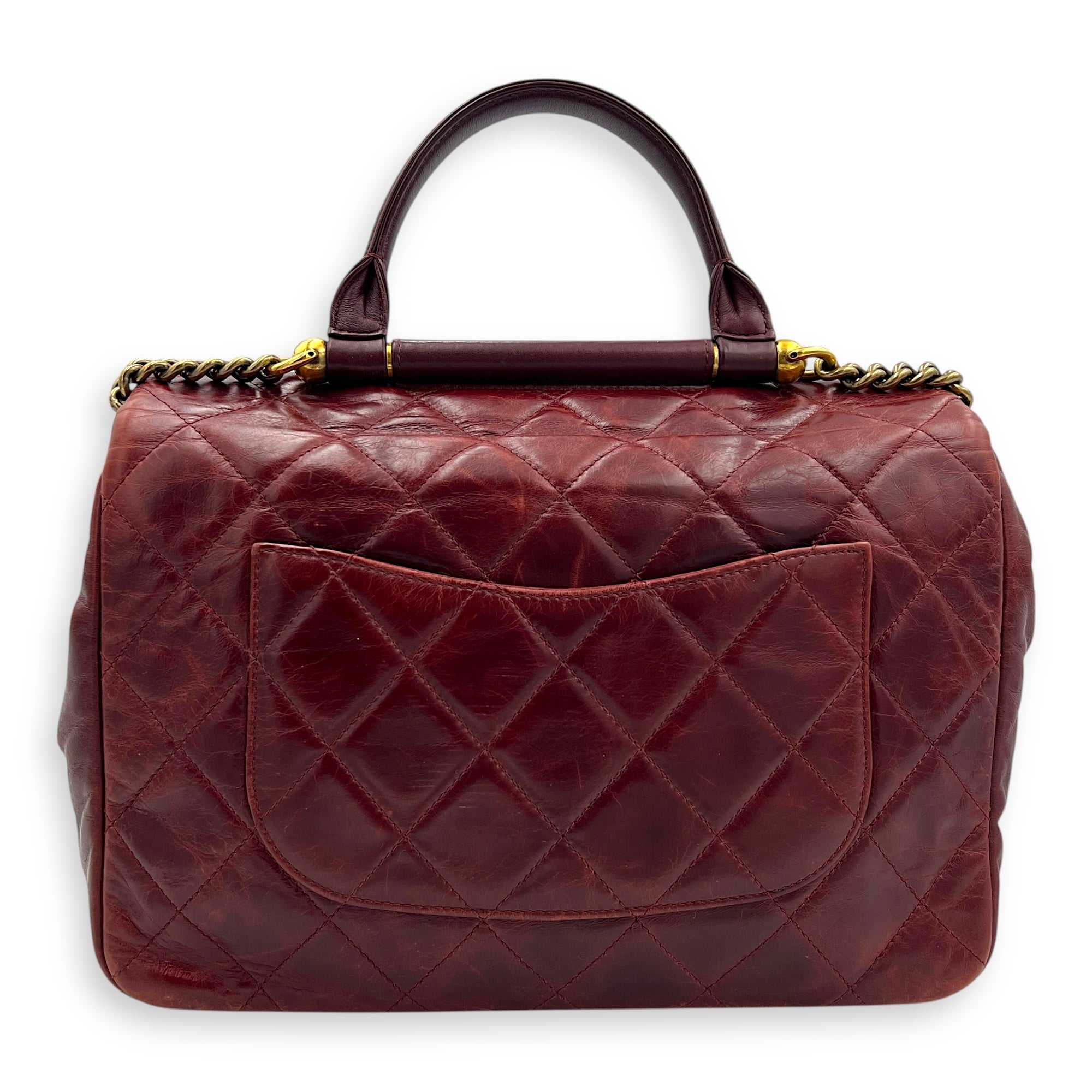 CC Top Handle Bag Red in Calfskin, Gold hardware