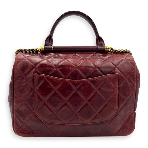 CC Top Handle Bag Red in Calfskin, Gold hardware