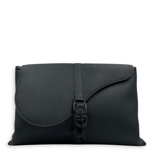 Saddle Messenger Black in Calfskin, Ultramatte hardware