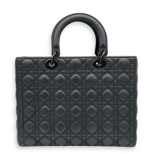 Lady Dior Top Handle Bag Large Black in Lambskin, Ultramatte hardware