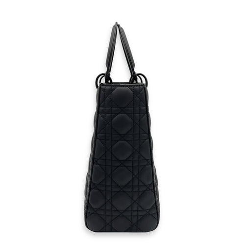 Lady Dior Top Handle Bag Large Black in Lambskin, Ultramatte hardware