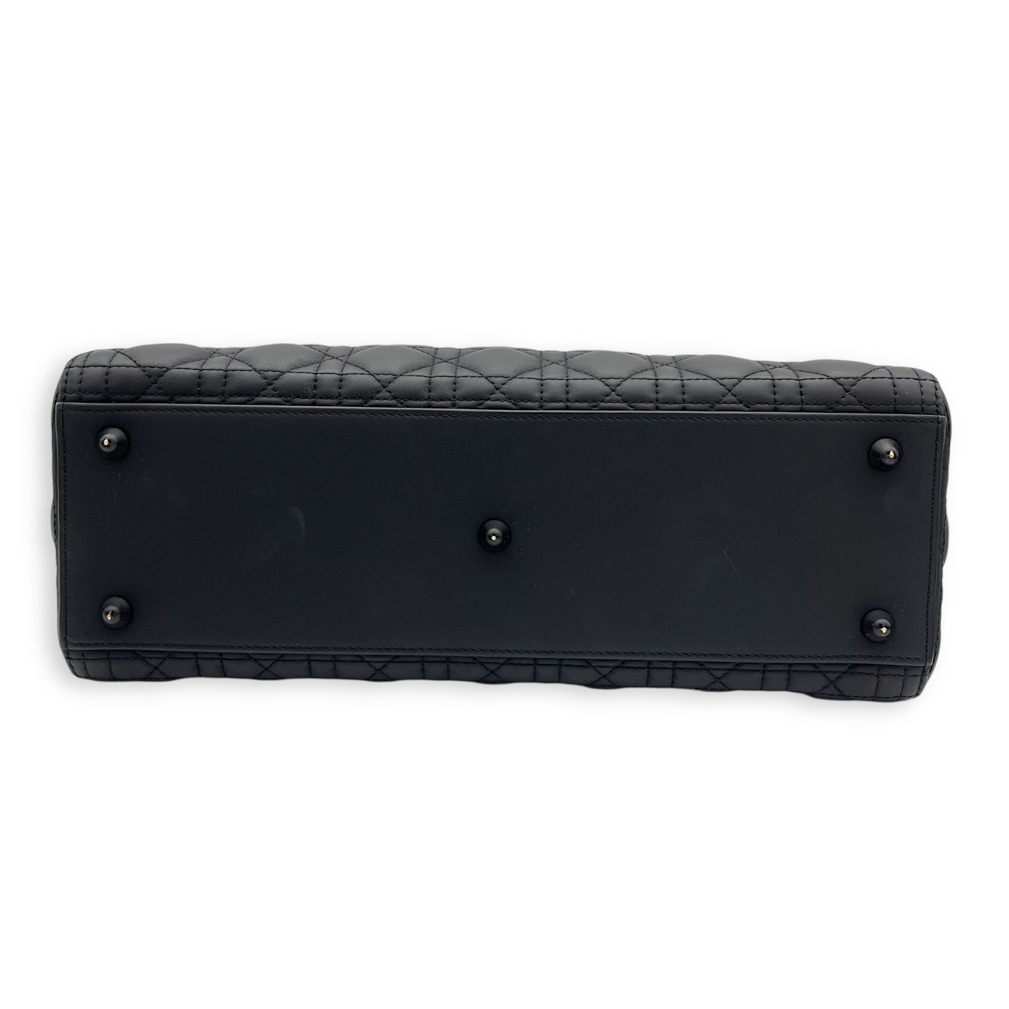 Lady Dior Top Handle Bag Large Black in Lambskin, Ultramatte hardware