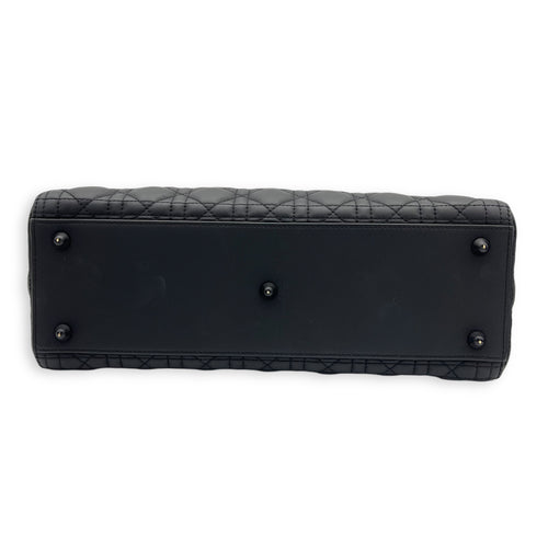 Lady Dior Top Handle Bag Large Black in Lambskin, Ultramatte hardware