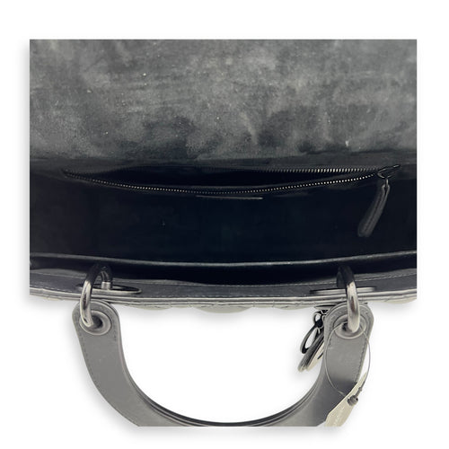 Lady Dior Top Handle Bag Large Black in Lambskin, Ultramatte hardware