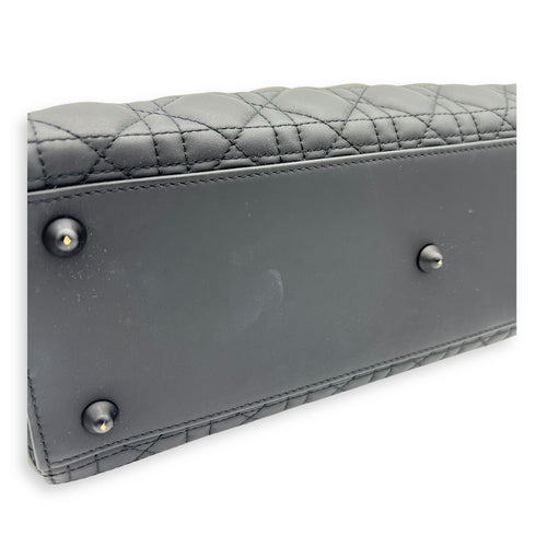 Lady Dior Top Handle Bag Large Black in Lambskin, Ultramatte hardware