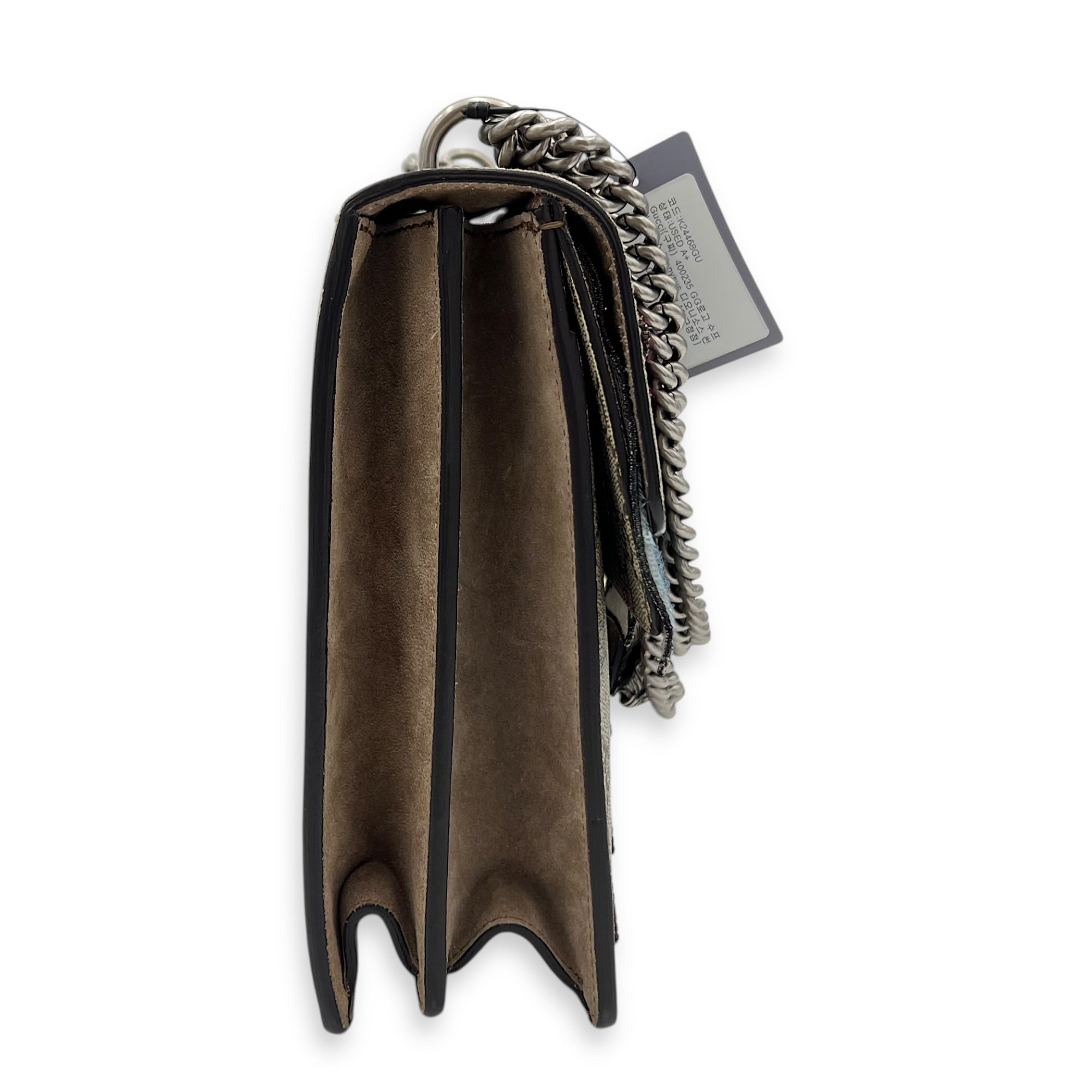 Dionysus Shoulder Bag Brown in Coated Canvas, Ruthenium hardware