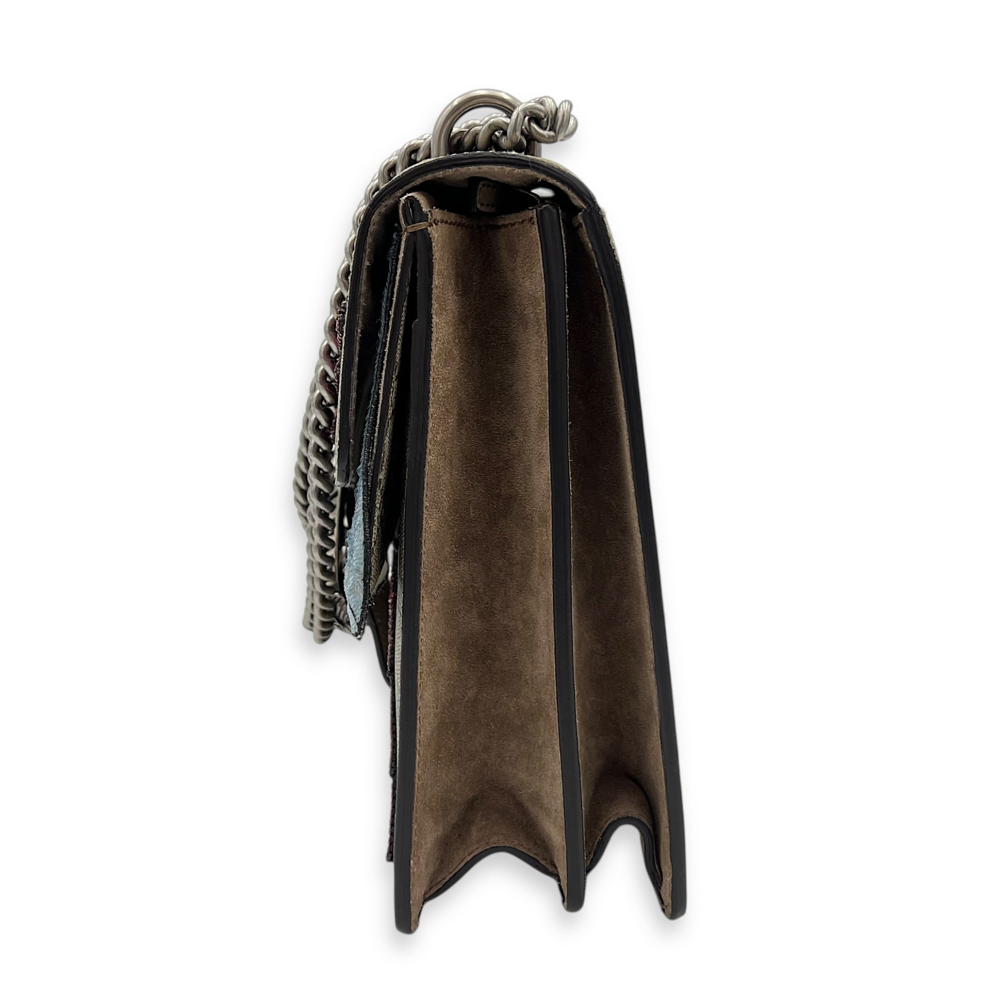 Dionysus Shoulder Bag Brown in Coated Canvas, Ruthenium hardware