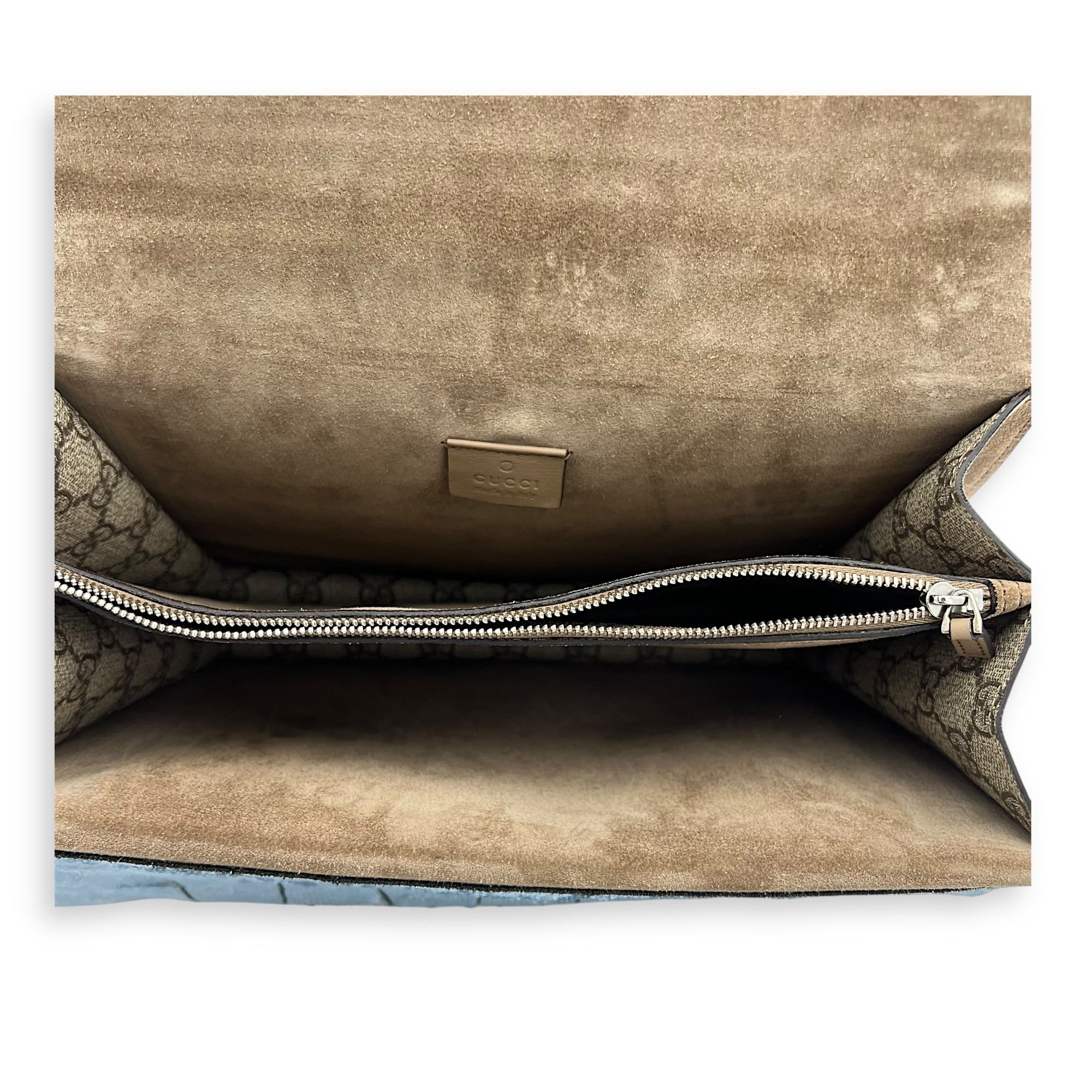 Dionysus Shoulder Bag Brown in Coated Canvas, Ruthenium hardware