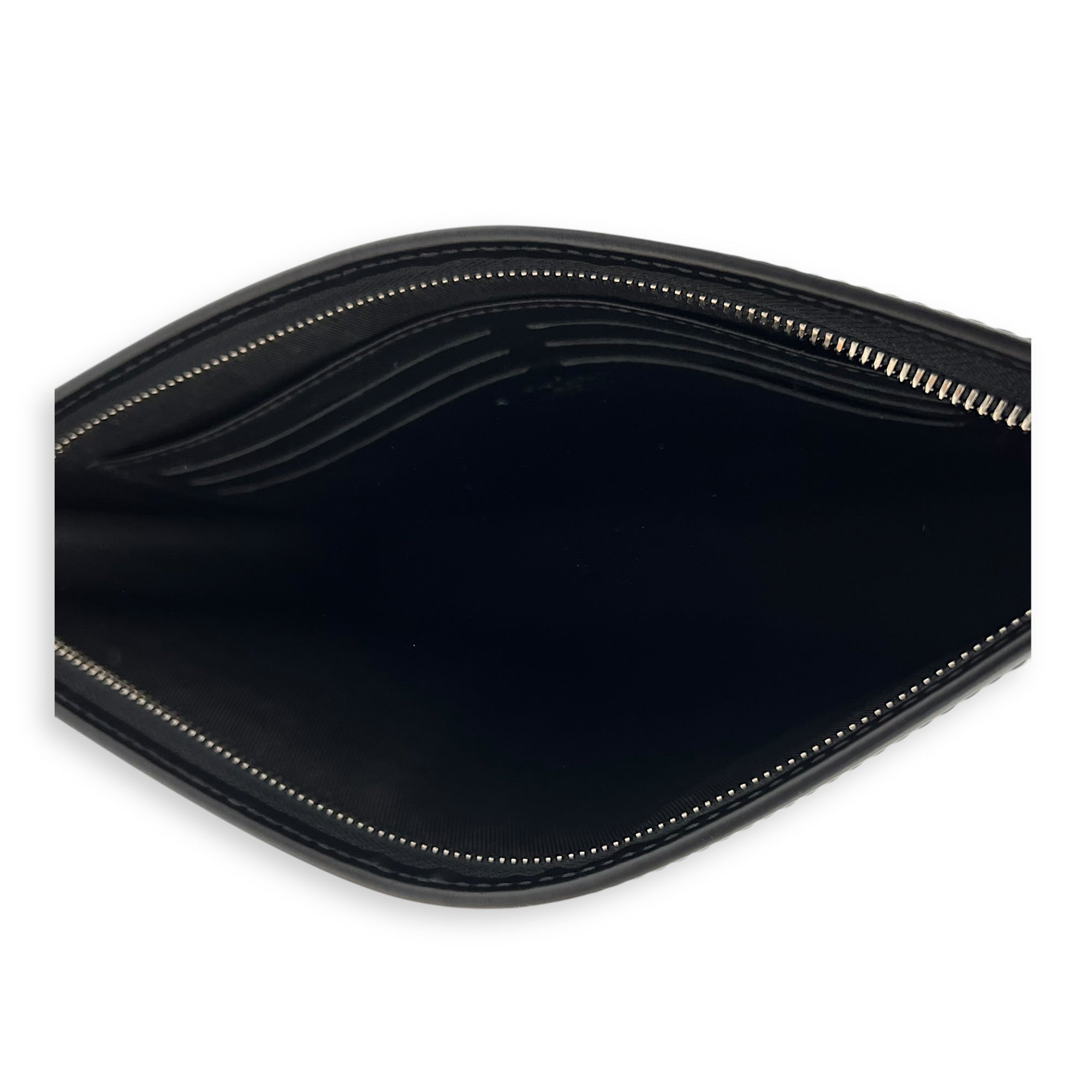 Pochette Toilette Graphite Map Pouch Black in Coated Canvas, Silver hardware