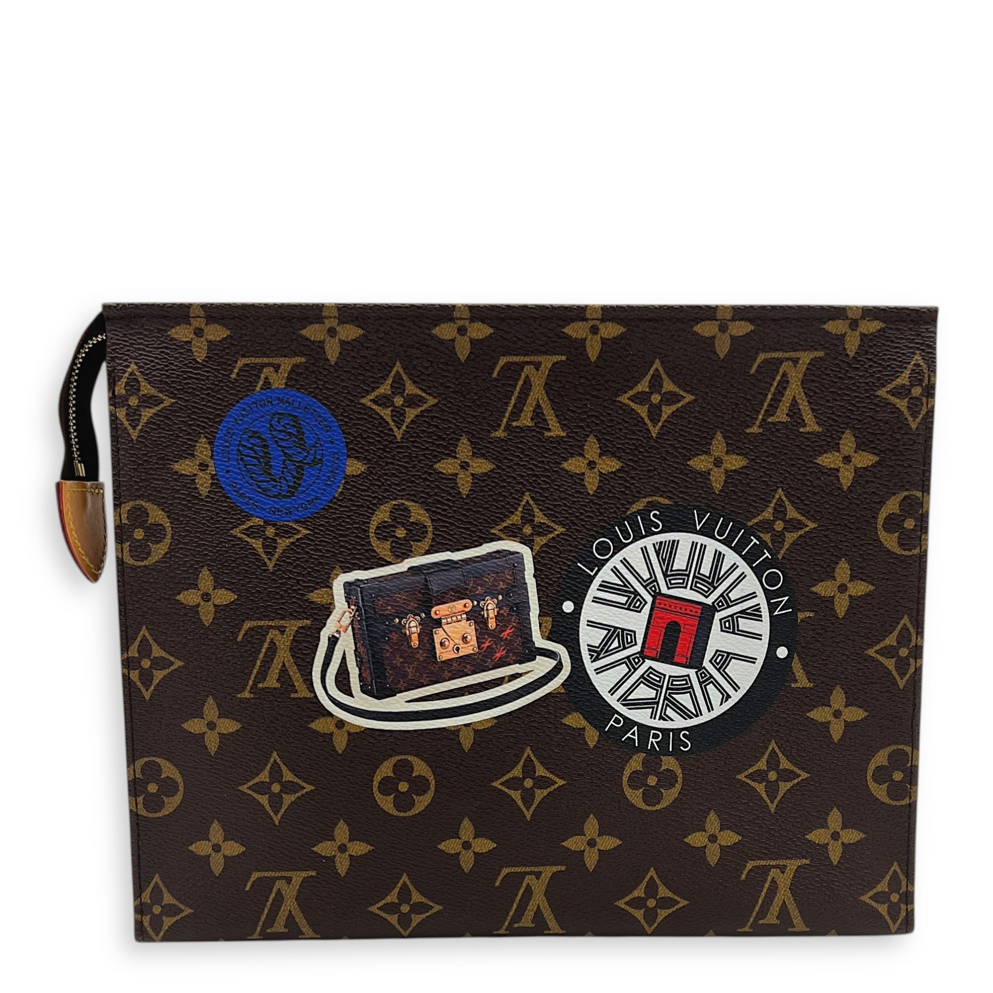 Pochette Toilette World Tour Pouch Brown in Monogram Coated Canvas, Gold hardware