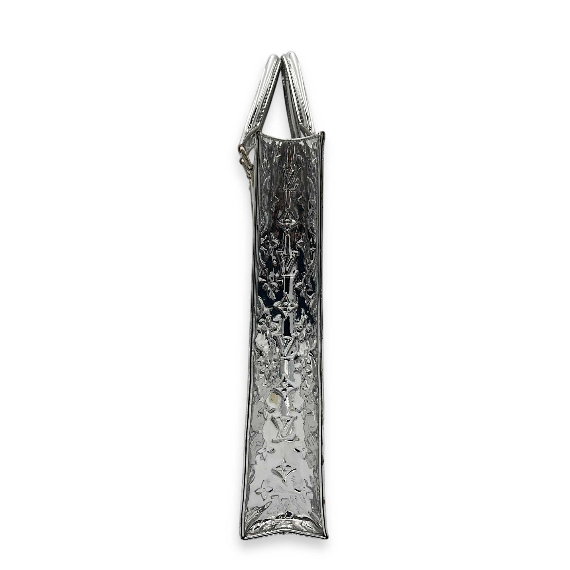 Miroir Sac Plat Top Handle Bag Silver in Patent Leather, Silver hardware