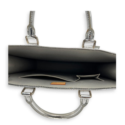 Miroir Sac Plat Top Handle Bag Silver in Patent Leather, Silver hardware
