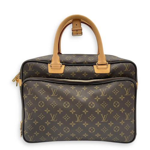 ICare Top Handle Bag Brown in Monogram Coated Canvas, Gold hardware