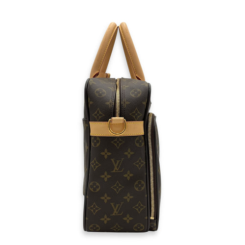 ICare Top Handle Bag Brown in Monogram Coated Canvas, Gold hardware