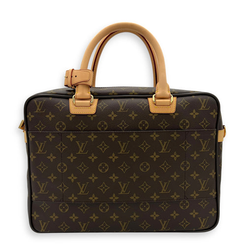 ICare Top Handle Bag Brown in Monogram Coated Canvas, Gold hardware