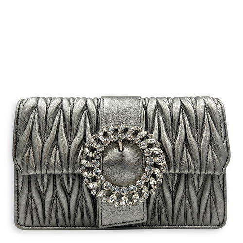 Matelassé Crossbody Bag Silver in Lambskin, Silver hardware