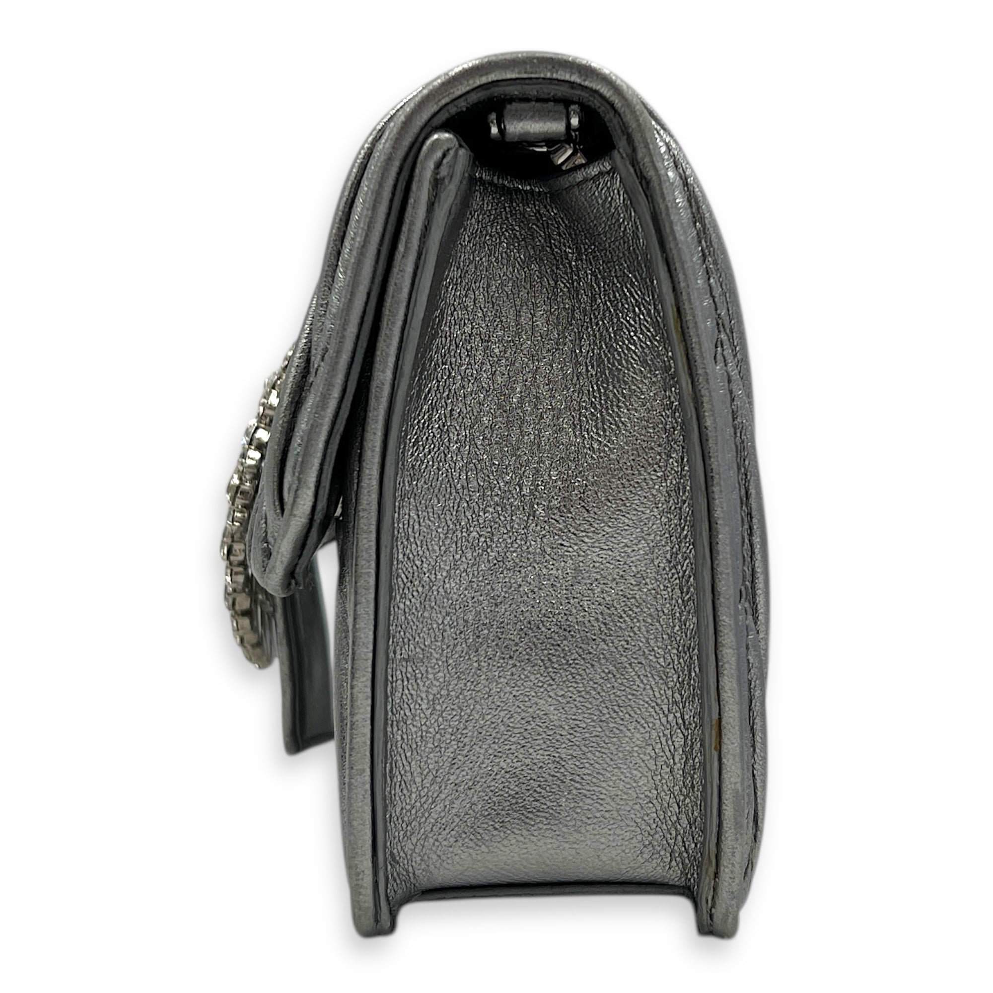 Matelassé Crossbody Bag Silver in Lambskin, Silver hardware