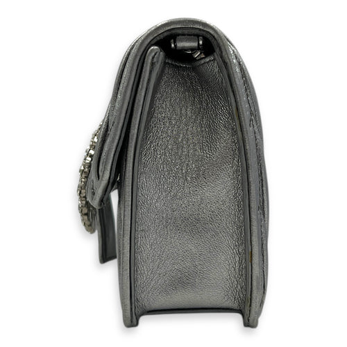 Matelassé Crossbody Bag Silver in Lambskin, Silver hardware