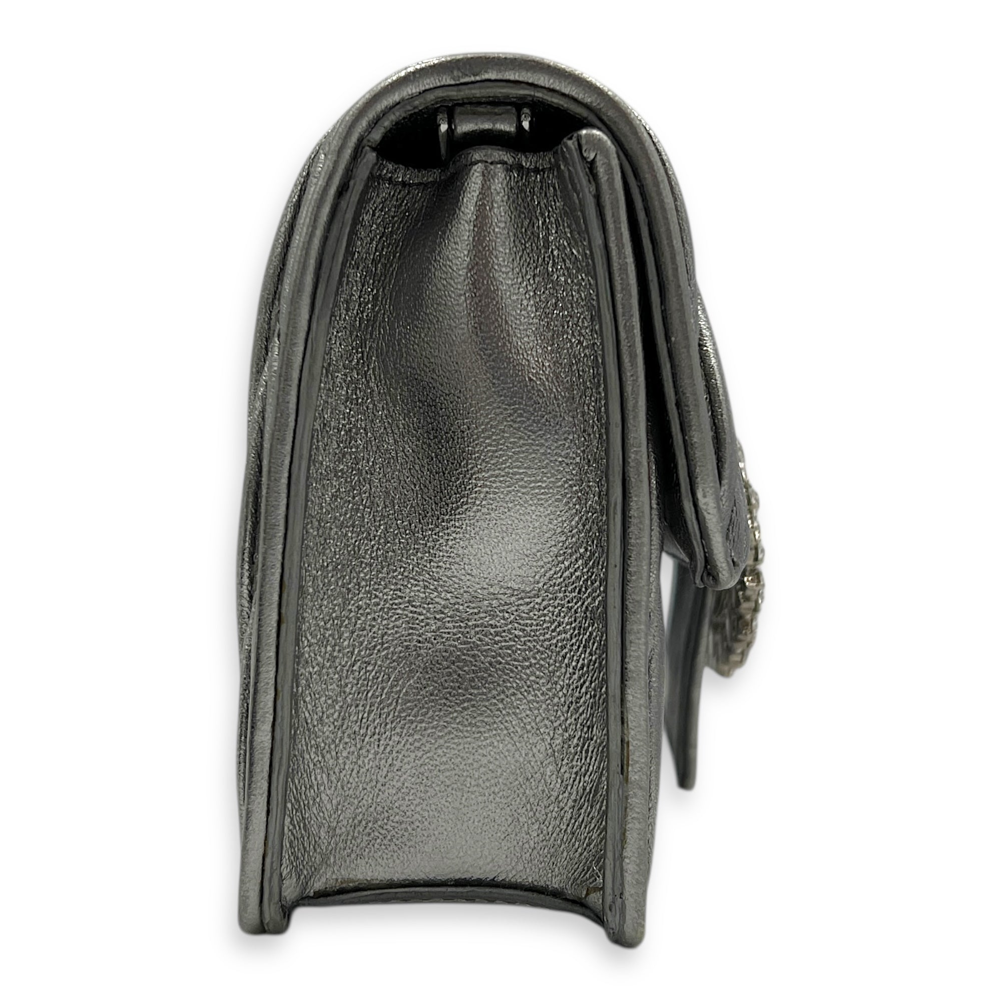 Matelassé Crossbody Bag Silver in Lambskin, Silver hardware