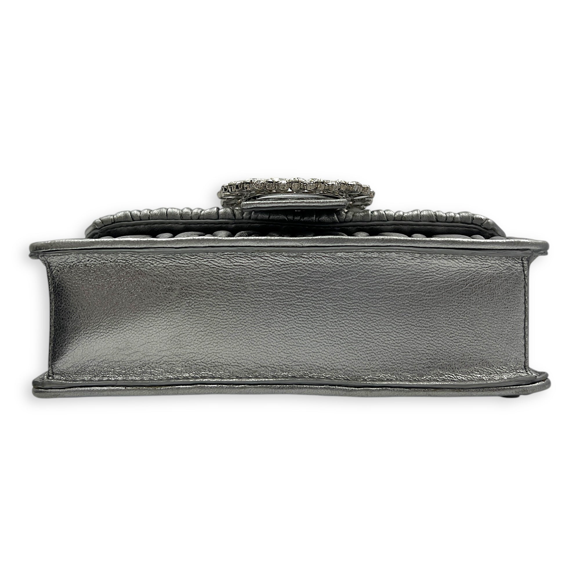 Matelassé Crossbody Bag Silver in Lambskin, Silver hardware