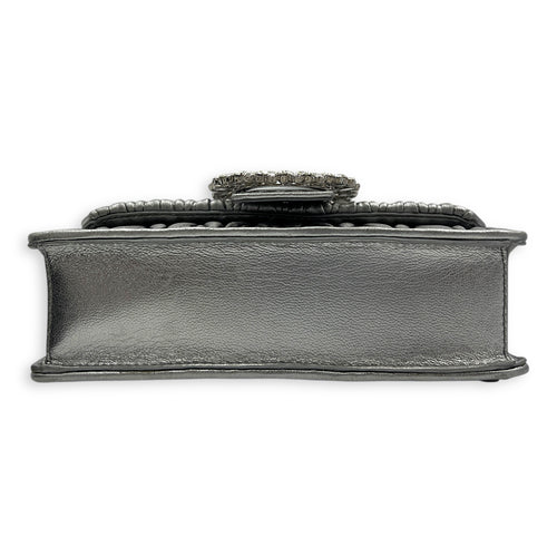 Matelassé Crossbody Bag Silver in Lambskin, Silver hardware