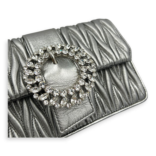 Matelassé Crossbody Bag Silver in Lambskin, Silver hardware