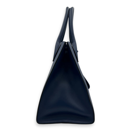 Monochrome Top Handle Bag Blue in Saffiano Leather, Gold hardware