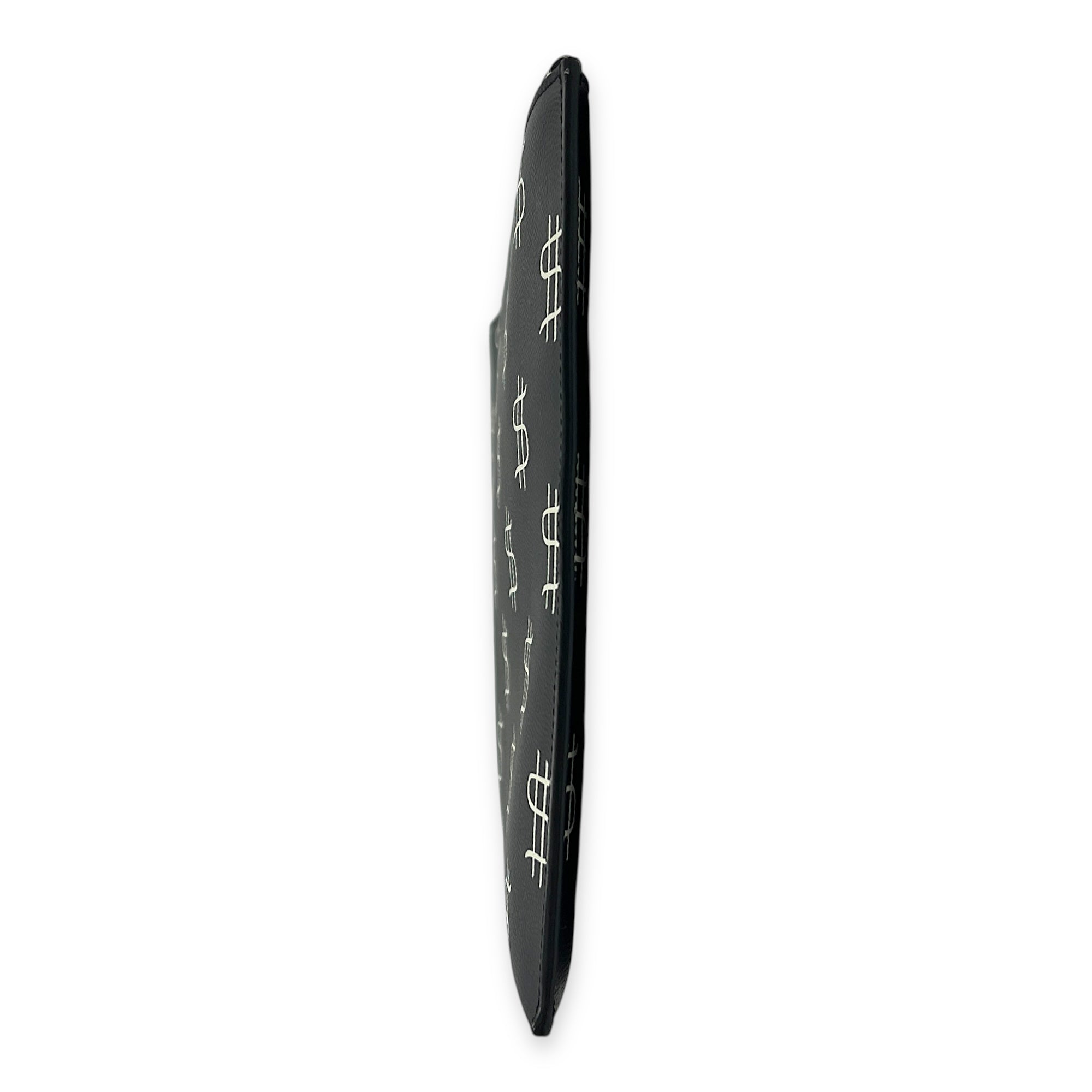 Dollar Sign Zip Pouch Black in Pebbled Calfskin, Monochrome hardware