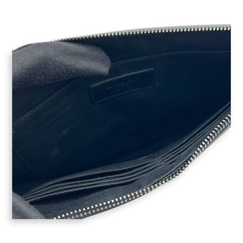 Dollar Sign Zip Pouch Black in Pebbled Calfskin, Monochrome hardware