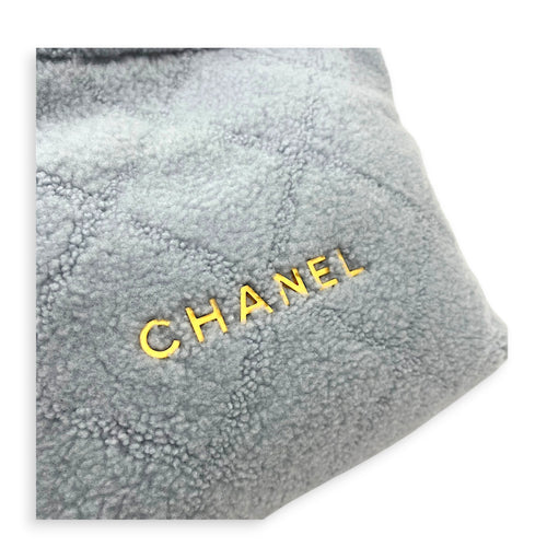 22 Tote Small Blue Tote Bag in Shearling, Gold hardware