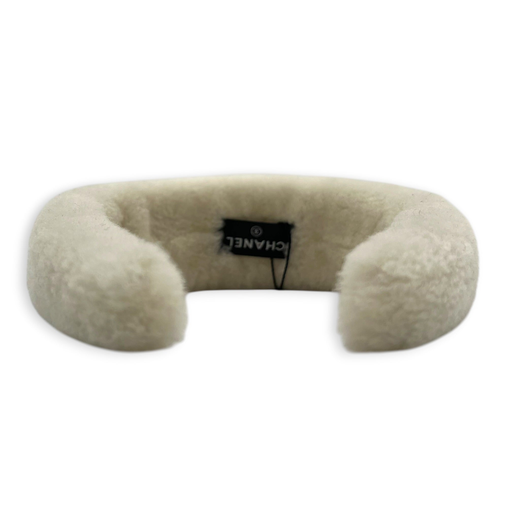 22B Logo Headband  Ecru White in Shearling