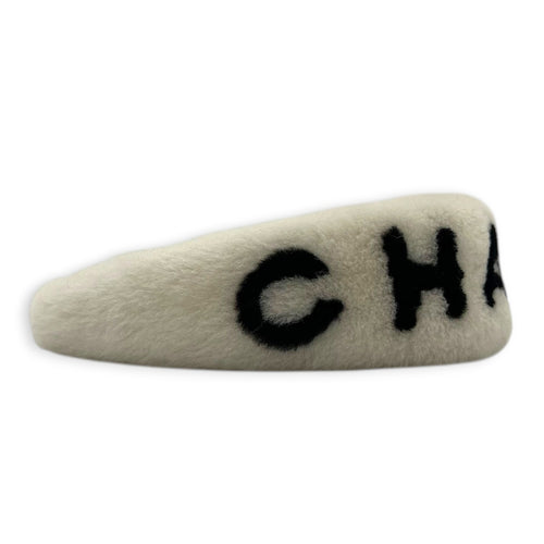 22B Logo Headband  Ecru White in Shearling
