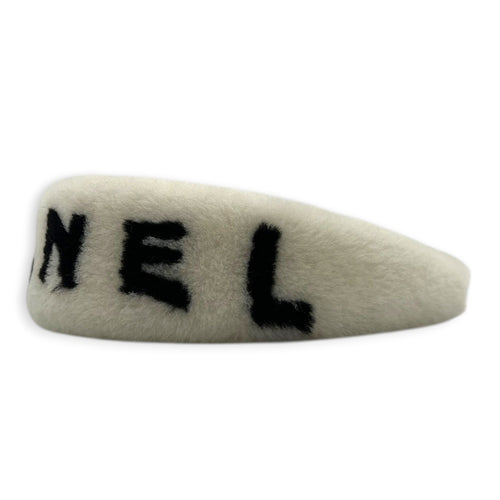 22B Logo Headband  Ecru White in Shearling