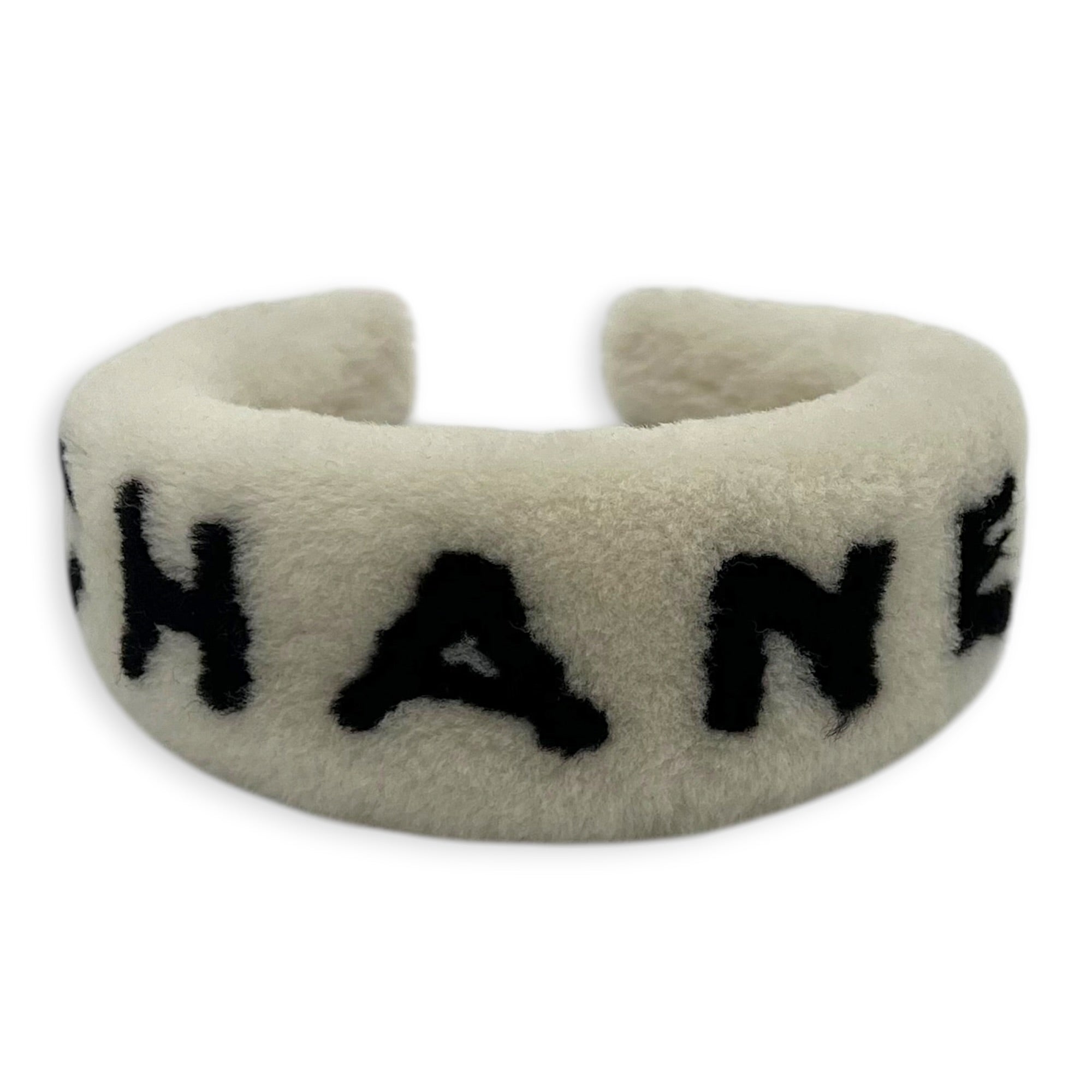 22B Logo Headband  Ecru White in Shearling