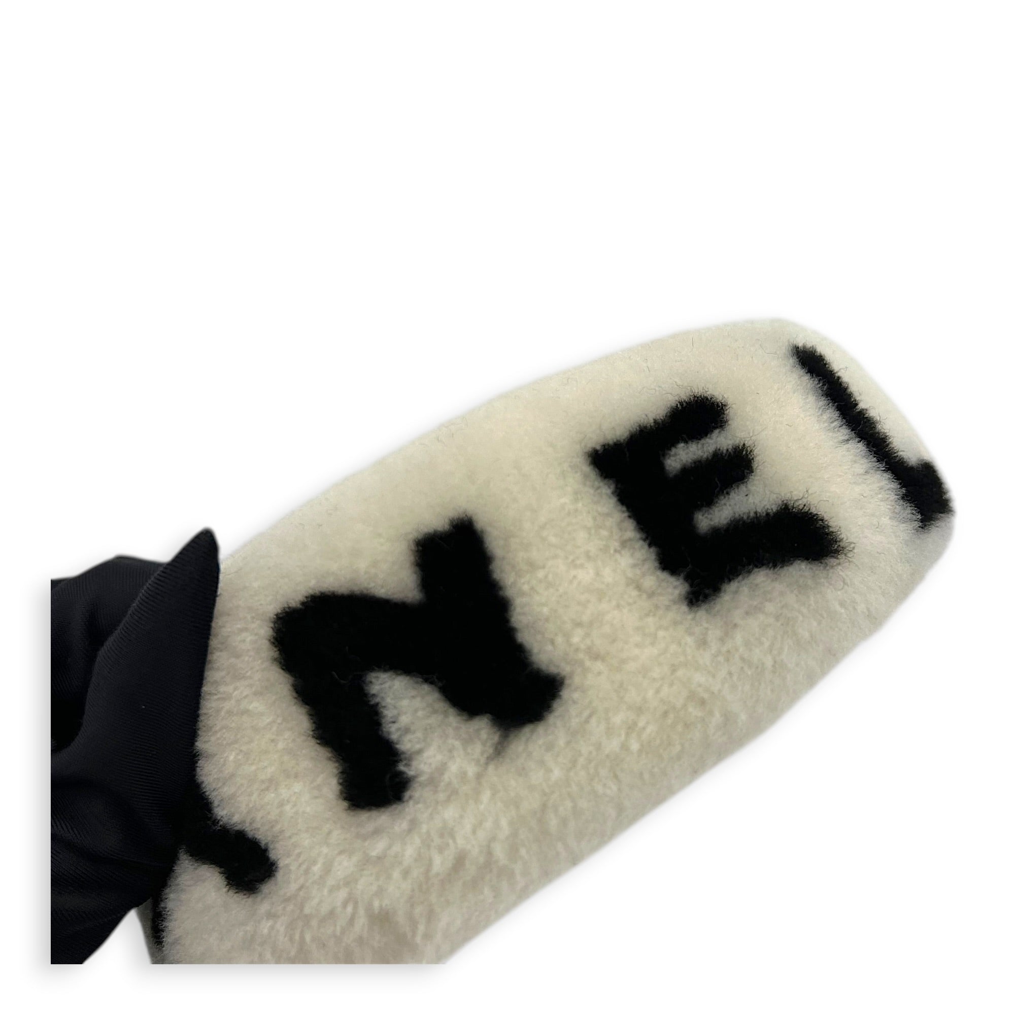 22B Logo Headband  Ecru White in Shearling