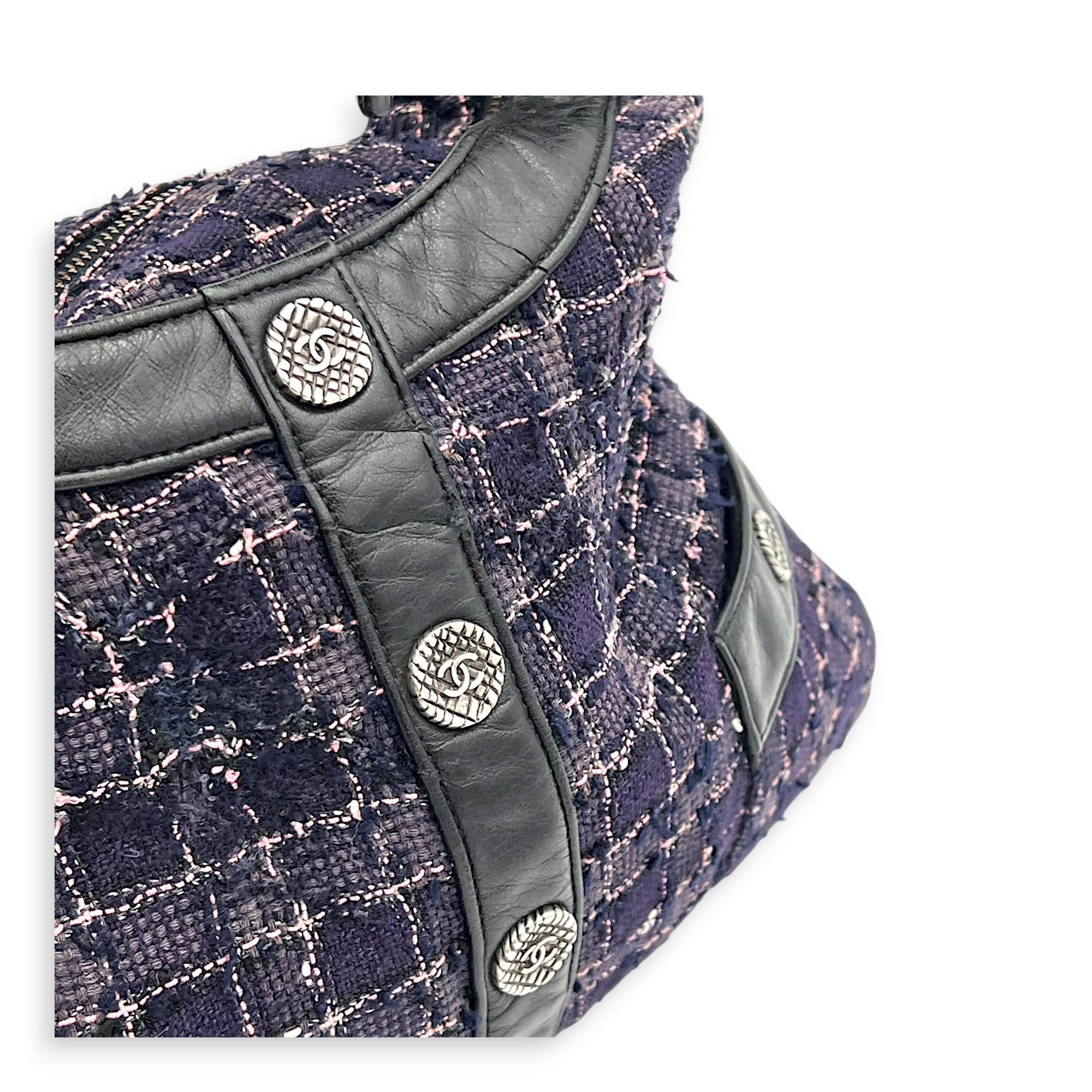 Jacket Bag Crossbody Bag Purple in Tweed, Ruthenium hardware