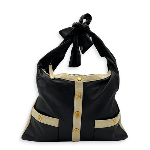 Jacket Crossbody Bag Black in Lambskin, Gold hardware